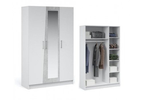                                      Спальня Антария Шкаф 3-х дверный Белый жемчуг/Ателье (с зеркалами)