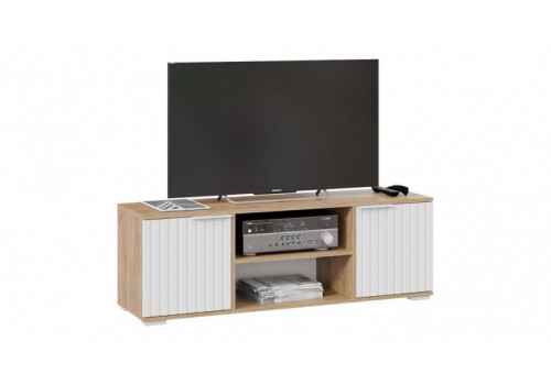 Хилтон тумба под ТВ Исп.2 - 413.12 Дуб Крафт золотой, Белый матовый