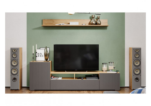 Гостиная Сильвия тип 2 (дуб крафт золотой/графит матовый)