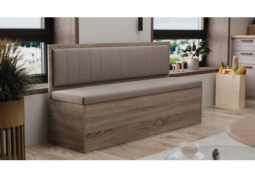 Скамья прямая «Берген» - 0009.177.000 Дуб Сонома трюфель, Велюр Мокко светлый