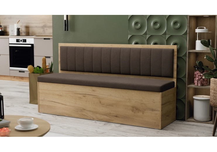 Скамья прямая «Берген» - 0009.177.000 Дуб Крафт золотой, Велюр Коричневый