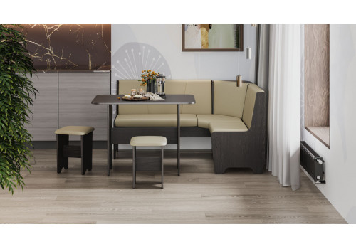 Кухонный уголок «Техас» Исп.1 Венге, Экокожа бежевая