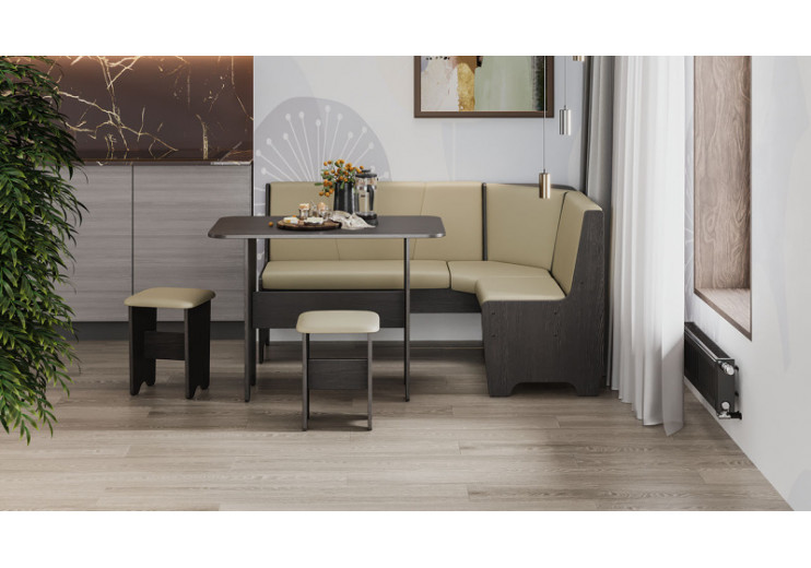 Кухонный уголок «Техас» Исп.1 Венге, Экокожа бежевая