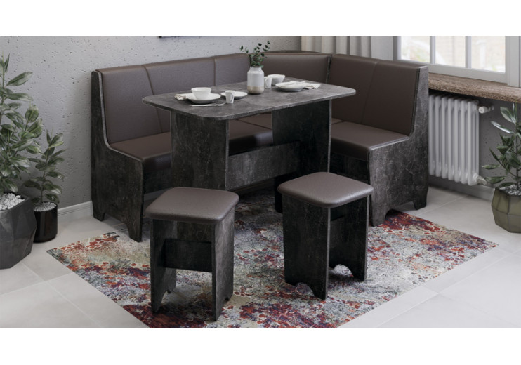 Кухонный уголок «Техас» Исп.1 Ателье темный, Экокожа коричневая