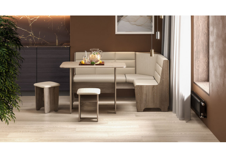 Кухонный уголок «Техас» Исп.2 Дуб Сонома, Кашемир крем