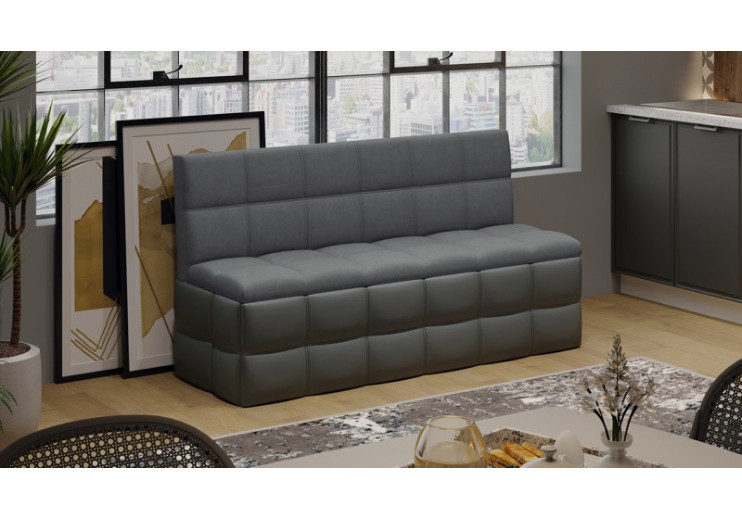 Скамья прямая «Домино» Исп. 2 Кожзам Серый, Велюр Серый