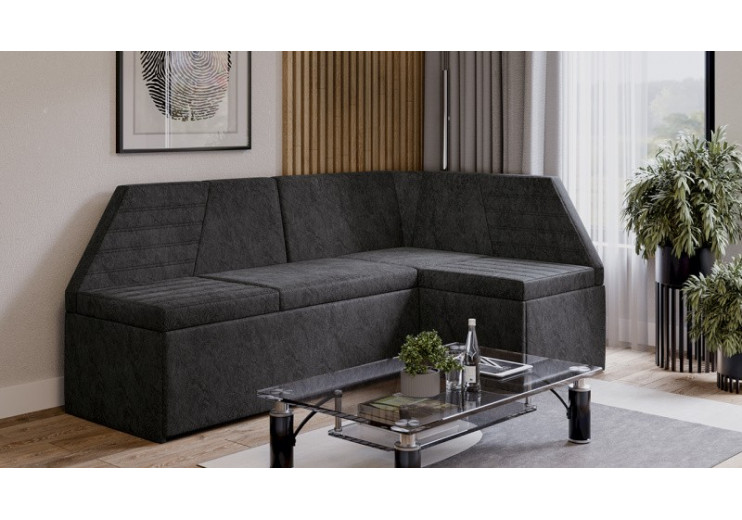 Скамья угловая «Лондон» со спальным местом Исп.2 Дуб Сонома трюфель, Микровелюр Wellmart Graphite