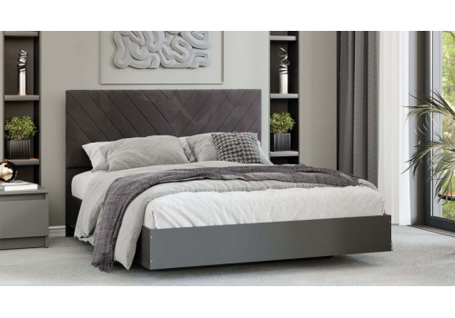 Кровать «Бетта» Тип 1 Серый графит, Велюр Серый