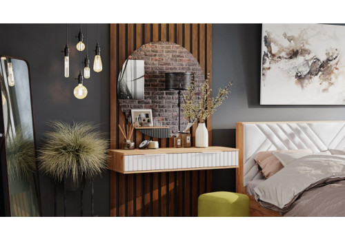 Стол туалетный Хилтон Дуб Крафт золотой, Белый матовый