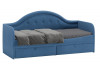 Кровать «Адель» с мягкой спинкой тип 1 Велюр Синий