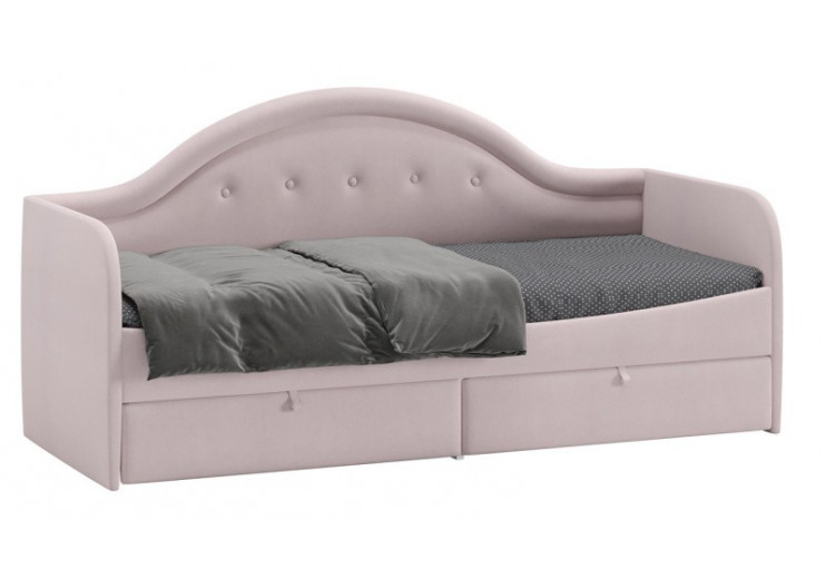 Кровать «Адель» с мягкой спинкой тип 1 Велюр пудровый