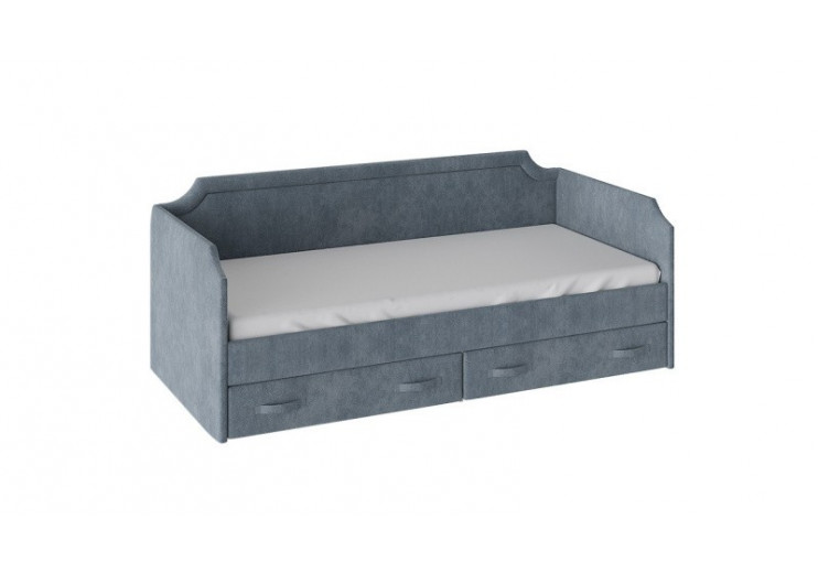 Кровать с мягкой обивкой и ящиками «Кантри» Тип 1 (900) Замша синяя