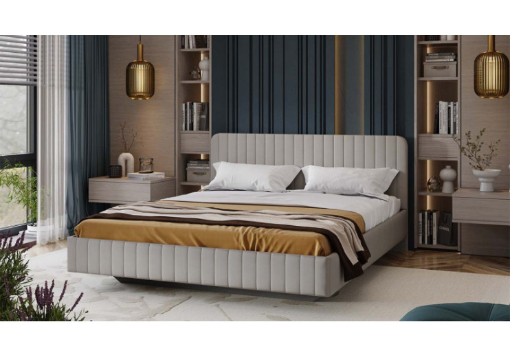 Кровать без ПМ «Шелли» Тип 1 (без подъемного механизма) Велюр Confetti Silver