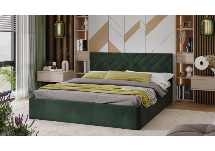Кровать с ПМ «Кевия» Тип 1 (с подъемным механизмом) с заглушиной Велюр Confetti Deep forest