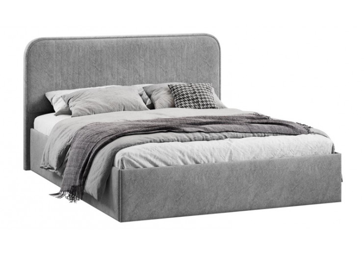 Кровать с ПМ «Тиффани» Тип 1 с заглушиной Микровелюр Wellmart Silver