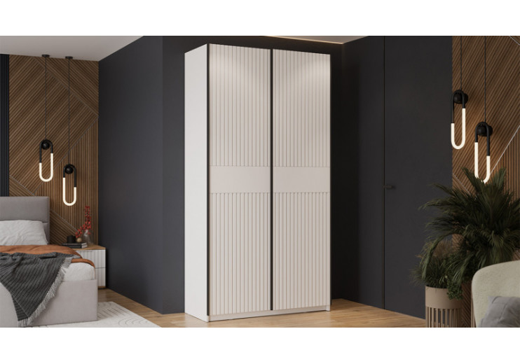 Шкаф-купе с 2 глухими дверями «Оскар Хилтон» Ручка черная, Белый снег, Белый матовый