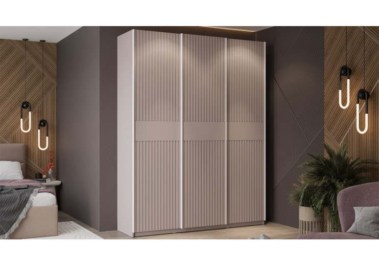 Шкаф-купе с 3 глухими дверями «Оскар Хилтон» Ручка белая, Кашемир, Кашемир сатин