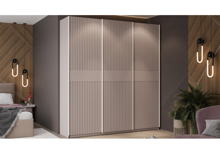 Шкаф-купе с 3 глухими дверями «Оскар Хилтон» Ручка белая, Кашемир, Кашемир сатин