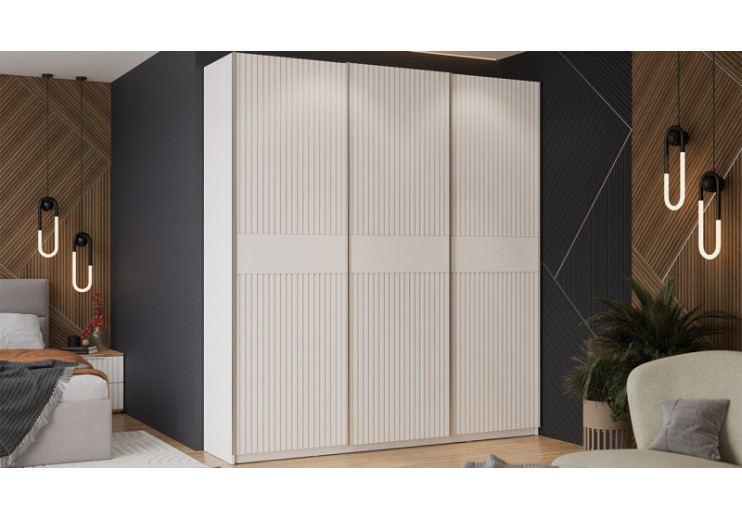 Шкаф-купе с 3 глухими дверями «Оскар Хилтон» Ручка серебро, Белый снег, Белый матовый