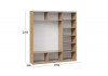 Шкаф-купе с 3 глухими дверями «Оскар Хилтон» Ручка серебро, Дуб Крафт золотой, Белый матовый