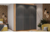 Шкаф-купе с 3 глухими дверями «Оскар Хилтон» Ручка серебро, Дуб Крафт золотой, Графит матовый