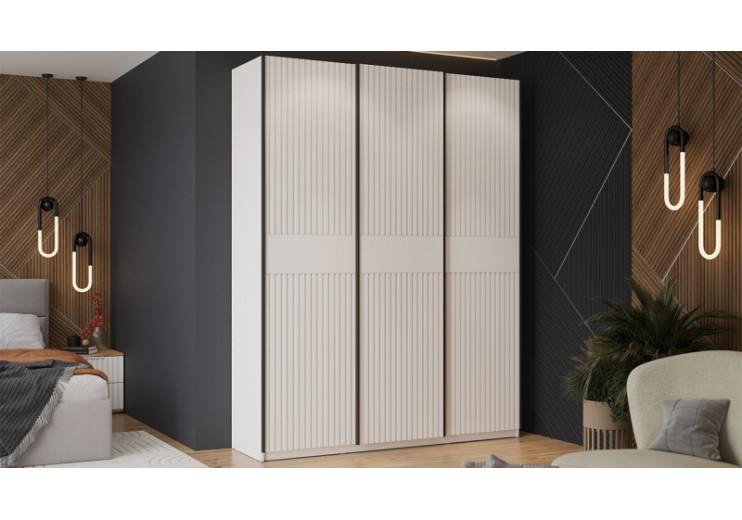 Шкаф-купе с 3 глухими дверями «Оскар Хилтон» Ручка черная, Белый снег, Белый матовый