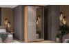 Шкаф-купе с 1 глухой и 1 зеркальной дверями «Оскар Хилтон» Ручка серебро, Дуб Крафт золотой, Кашемир сатин