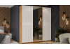 Шкаф-купе с 2 глухими и 1 зеркальной дверями «Оскар Хилтон» Ручка белая, Дуб Крафт золотой, Белый матовый