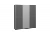 Шкаф-купе с 2 глухими и 1 зеркальной дверями «Оскар Хилтон» Ручка серебро, Серый графит, Графит матовый