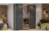 Шкаф-купе с 2 глухими и 1 зеркальной дверями «Оскар Хилтон» Ручка серебро, Серый графит, Графит матовый