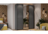 Шкаф-купе с 2 глухими и 1 зеркальной дверями «Оскар Хилтон» Ручка черная, Серый графит, Графит матовый