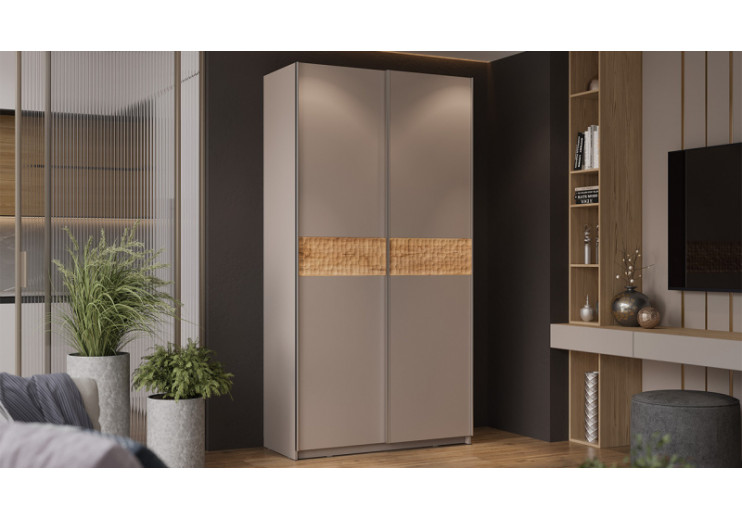 Шкаф-купе с 2 глухими дверями «Оскар Скания» Ручка серебро, Кашемир, Дуб тортугга