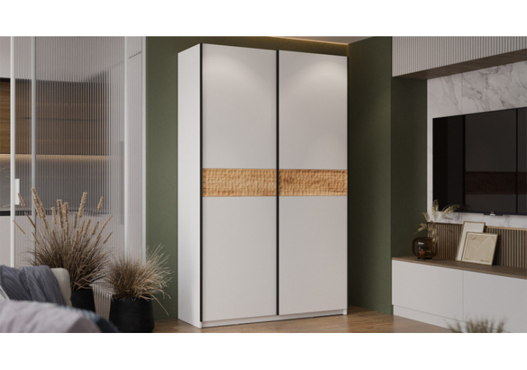 Шкаф-купе с 2 глухими дверями «Оскар Скания» Ручка черная, Белый снег, Дуб тортугга