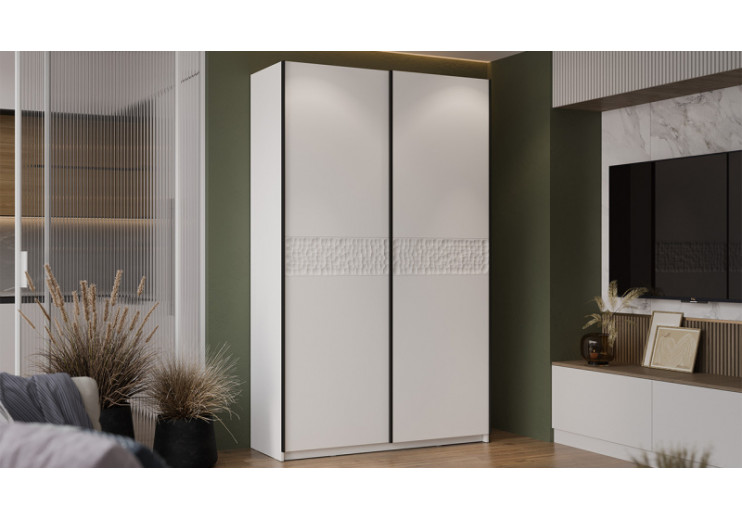 Шкаф-купе с 2 глухими дверями «Оскар Скания» Ручка черная, Белый снег, Белый матовый