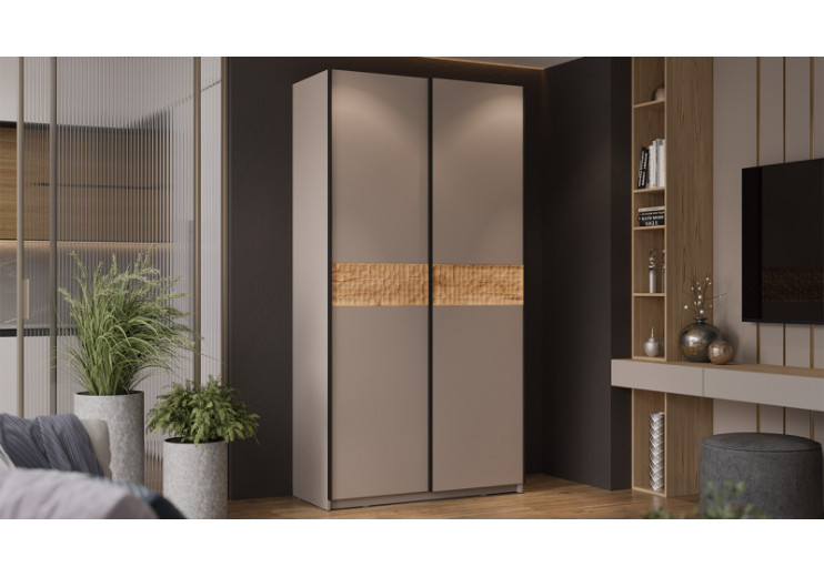 Шкаф-купе с 2 глухими дверями «Оскар Скания» Ручка черная, Кашемир, Дуб тортугга