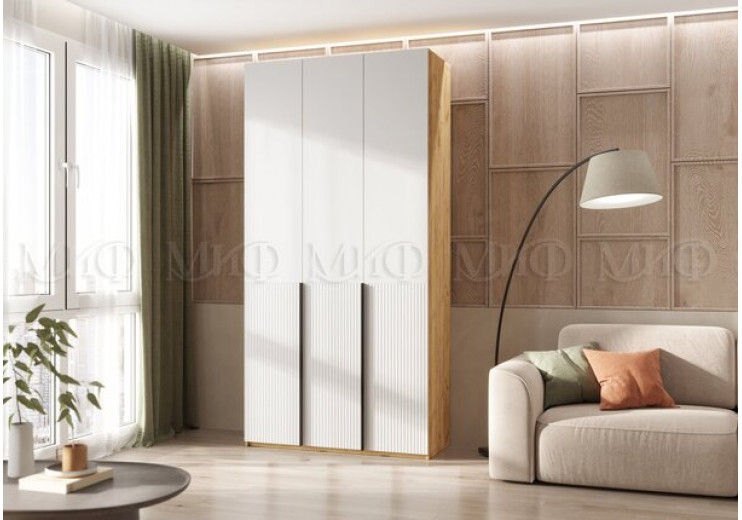 Шкаф 3-х створчатый (1200) Марвэл (дуб крафт/браш вайт)