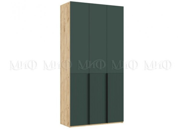 Шкаф 3-х створчатый (1200) с доп. ящиками Марвэл (дуб крафт/браш Мени грин)
