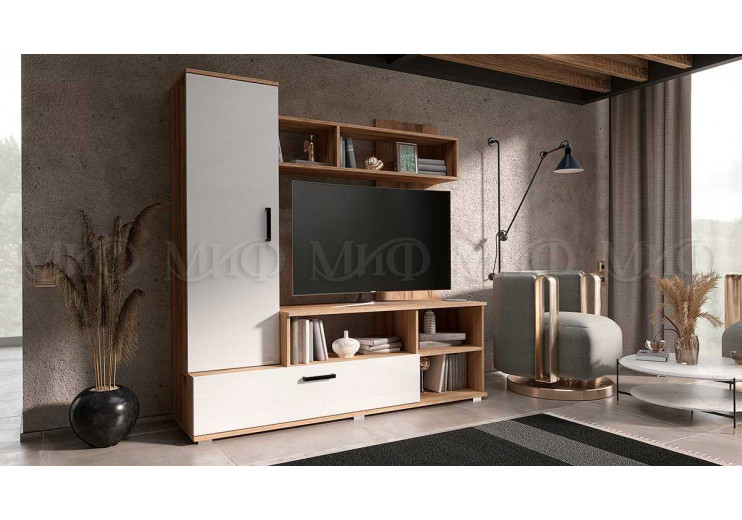 ГОСТИНАЯ СТЕНКА МИНИ (ДУБ КРАФТ - БЕЛЫЙ)