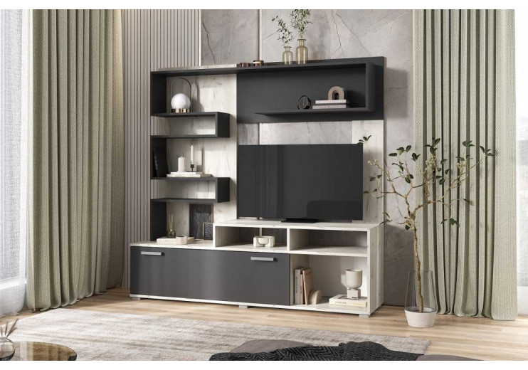 ГОСТИНАЯ РИЦА (ДУБ КРАФТ БЕЛЫЙ, ГРАФИТ)