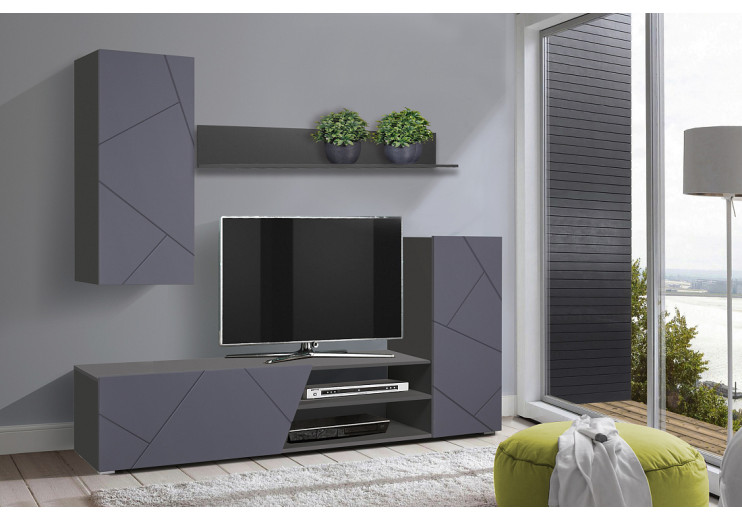 Стенка Прага - 6 New (диамант серый/ПВХ софт графит 0,3мм)