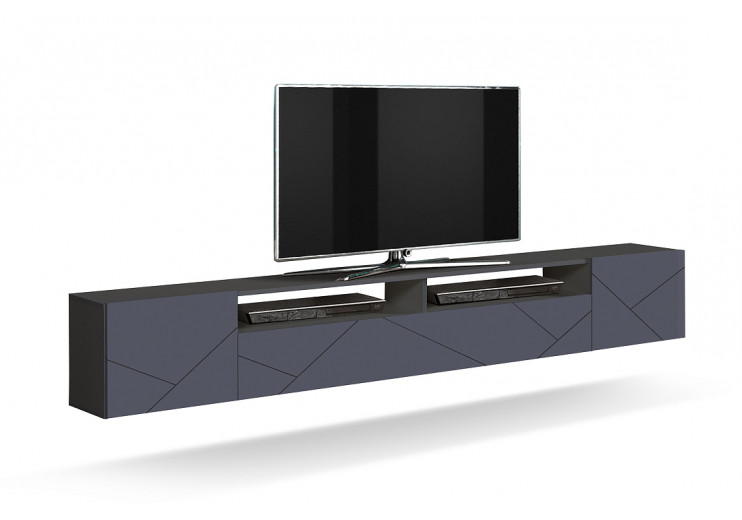 Тумба Прага (фасад ПВХ с фрезеровкой) New (диамант серый/ПВХ софт графит 0,3мм)