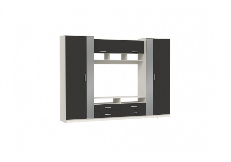 Шкаф многоцелевого назначения 91.01 Вена с зеркалом (белый/диамант серый/ДВПО белый)