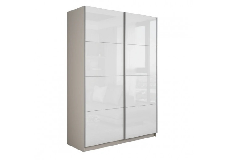 Шкаф-купе Прайм 2-х дверный (Белое стекло) кашемир