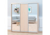 Шкаф купе 3 двери (дуб молочный, профиль серебро)